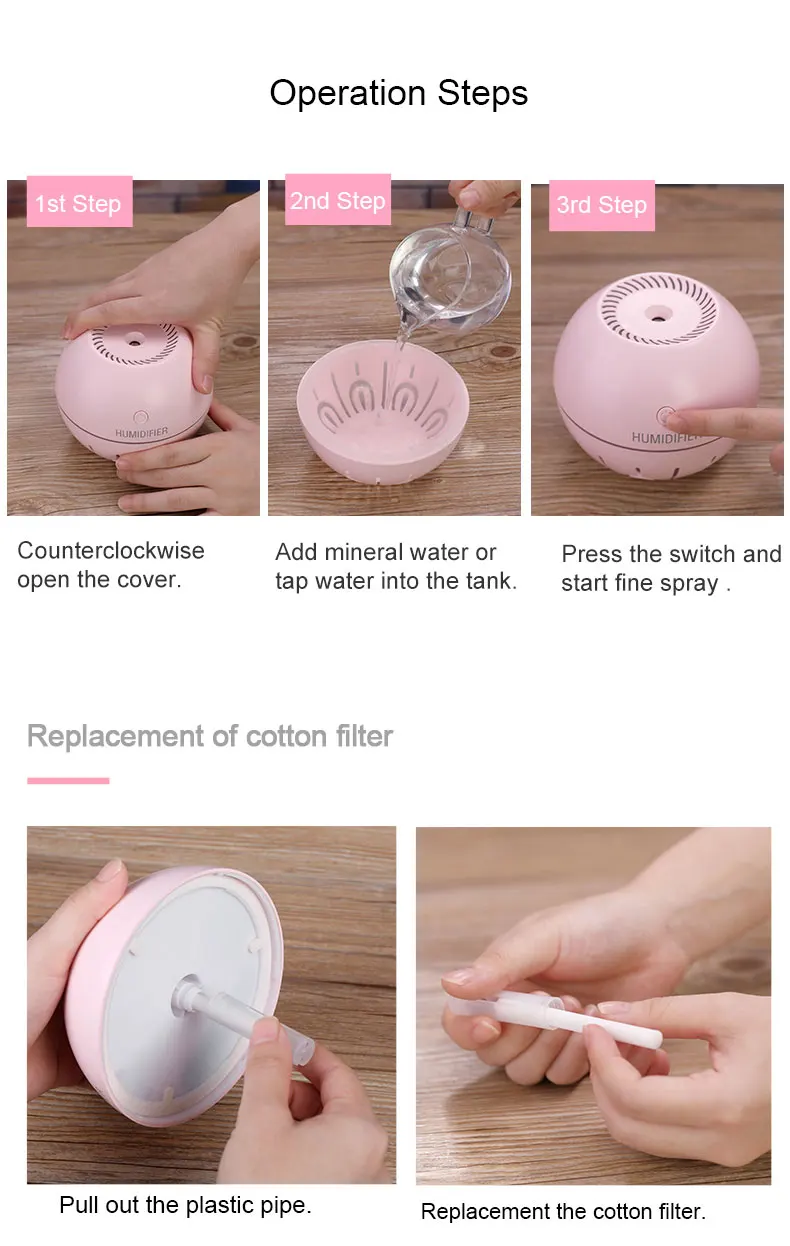 2019 amazon Speed ball humidifier with USB and Battery for sale