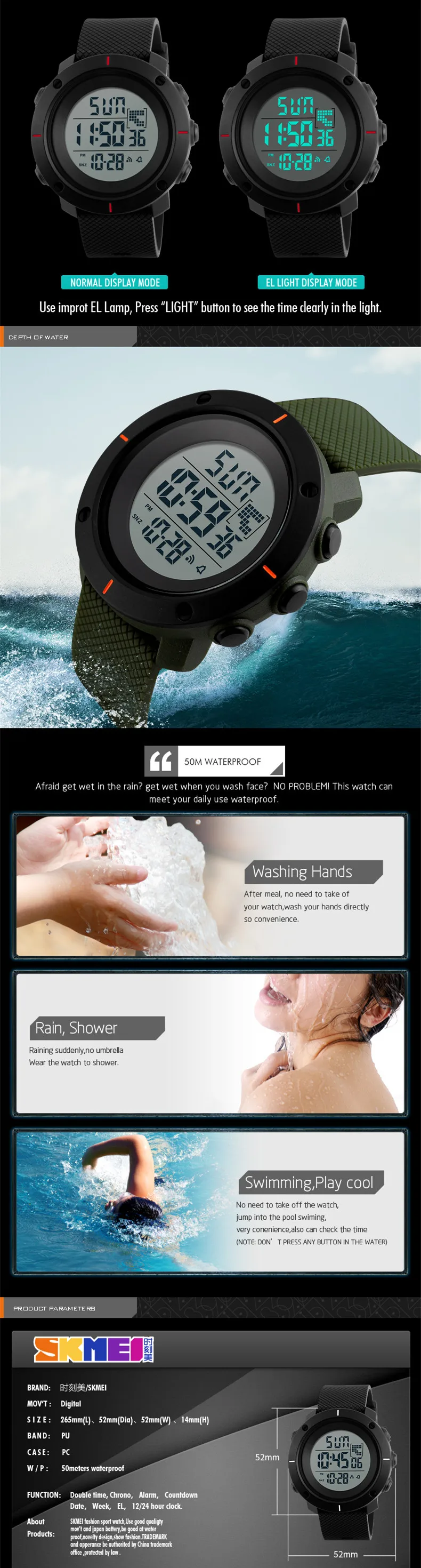 hot christmas gift  brand SKMEI 1212 hand watches  digital army 5atm waterproof kid's Watch