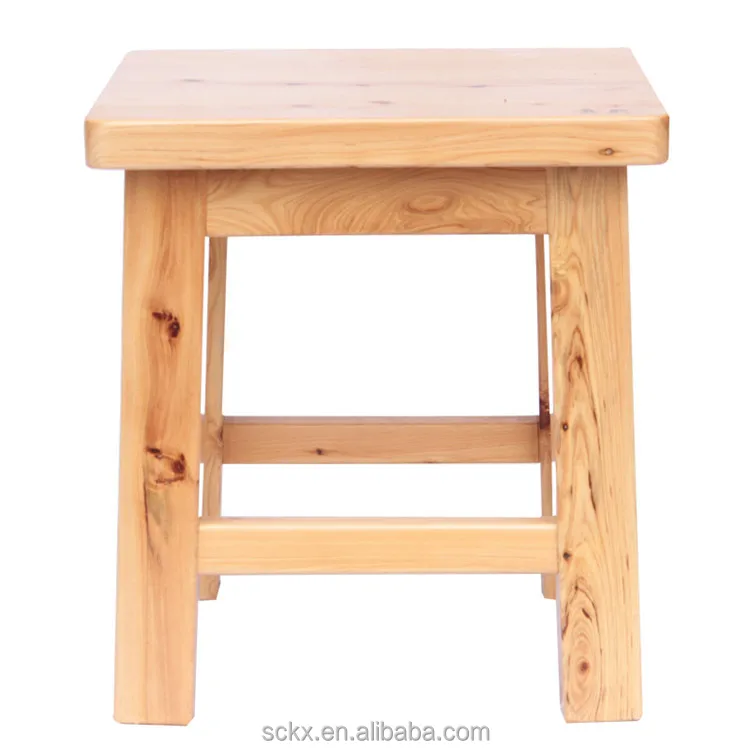 China Cheap Solid Cedar Unfinished Wood Stool Solid Wood Stool