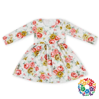 High Quality Children Frocks Designs Long Sleeve Baby Dress Cotton