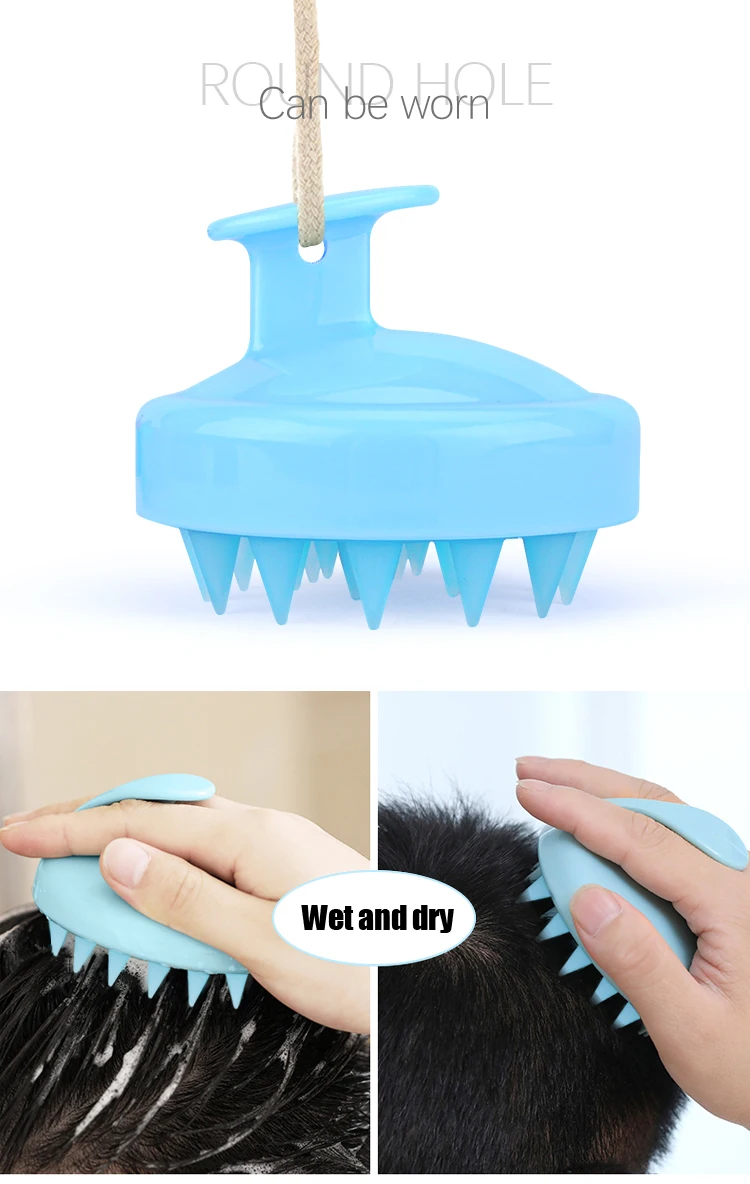 Human Hair Makeup Brush Silicone Head Body Massager Shampoo Scalp Brush