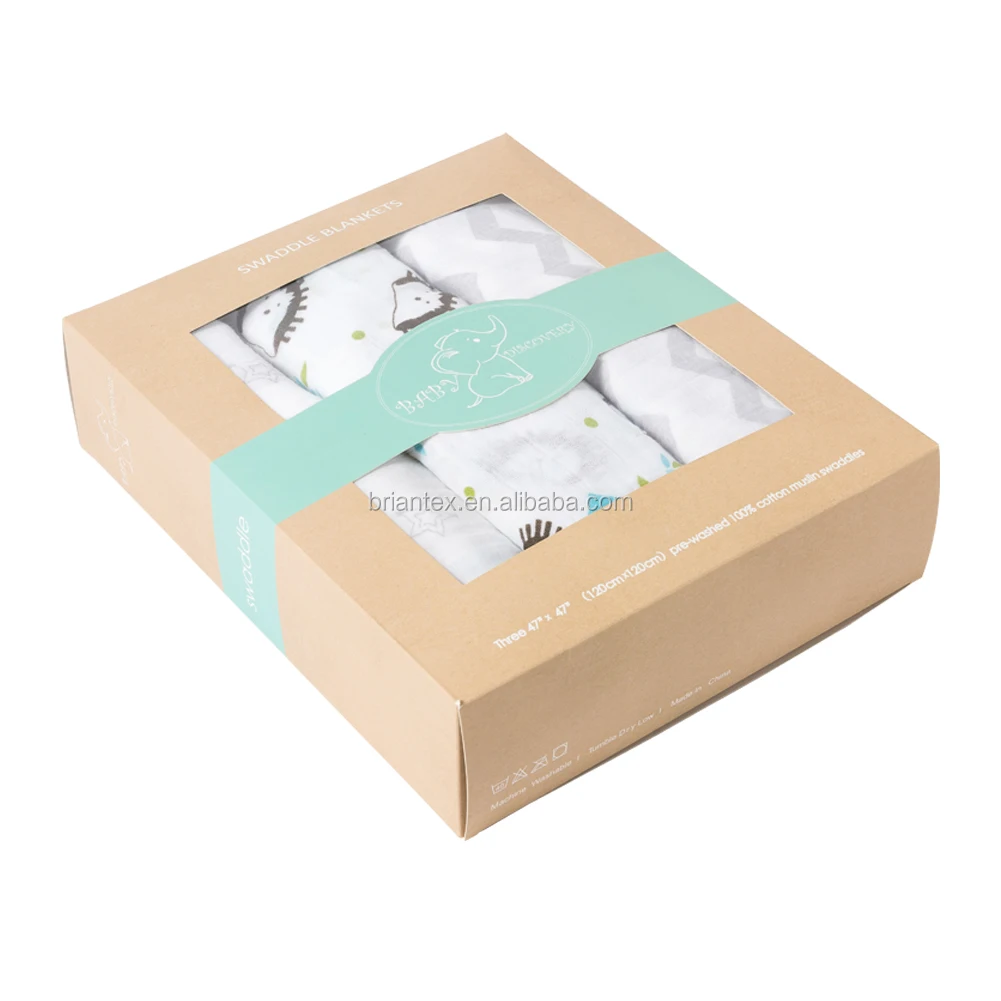 Muslin Baby Swaddle Blanket 3 Pack 47''x 47'' Large Muslin Cotton