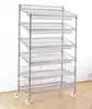 Selling NSF& ISO Approved Wire Metal Shelf Rolling Wheel 6 Tier Shelves