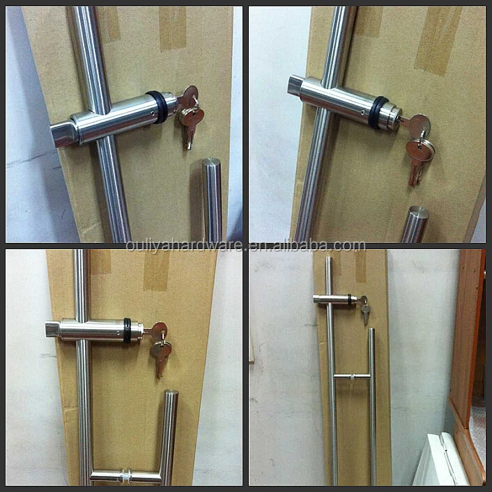 Stainless Steel Glass Door Pull Handle Lock With Thumb Turning And Keys