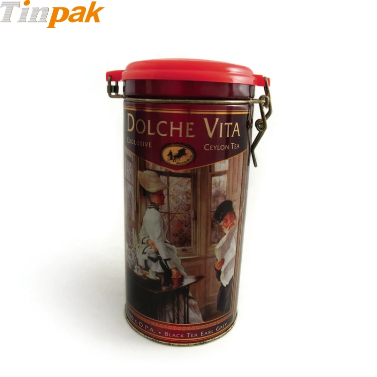 Download Round Airtight Tea Packaging Tin Container With Plastic ... Yellowimages Mockups