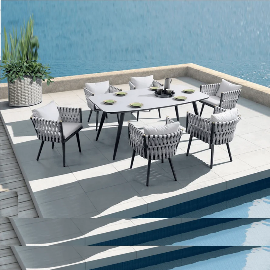 Factory Price Hot Selling Royal Hotel Rope Dining Set Patio