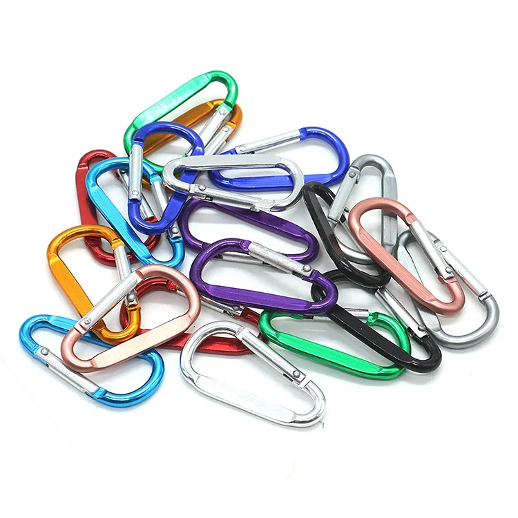 5x50 Aluminum Springs Flat Design Aluminum 6061Climbing Clip Aluminum Snap Hook Colorful Keychain