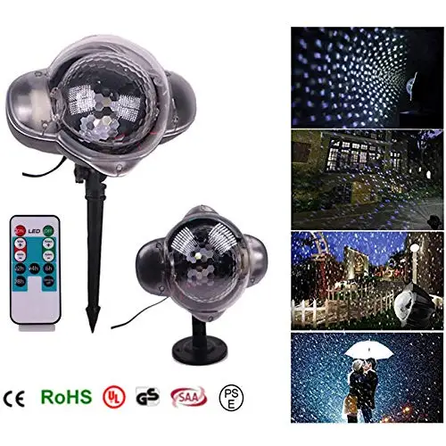 Input Voltage AC110 to 240V 3 Patterns Snowing Flake Fall Down In Continue Christmas Lights LED Projector Light Source