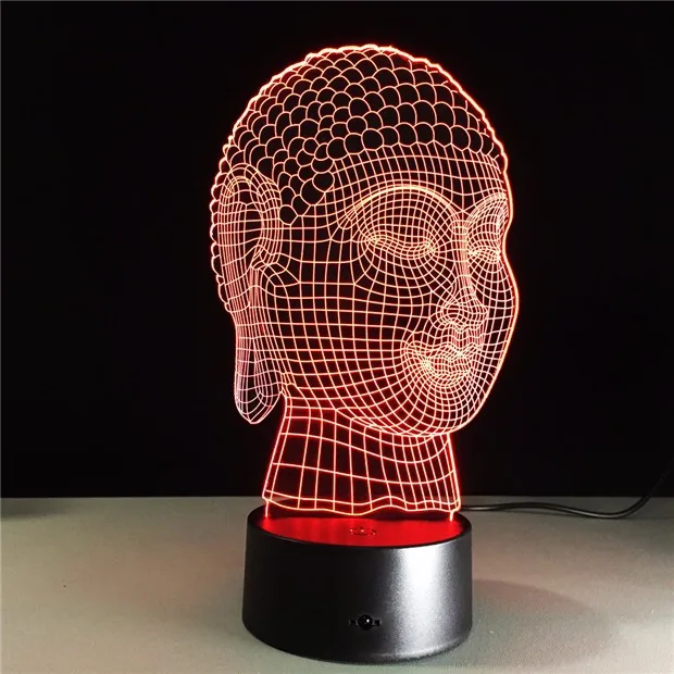 Buddha Lamp Buddhism 3D LED Light USB Color Night Light Decoration Innovation Christmas Gift for Good Luck