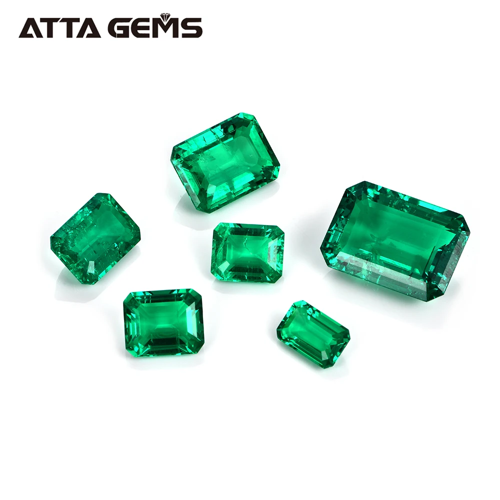 Lab Created Emerald Cut Colombian Loose Gemstones 1Carat Green Color Emerald Stone Prices