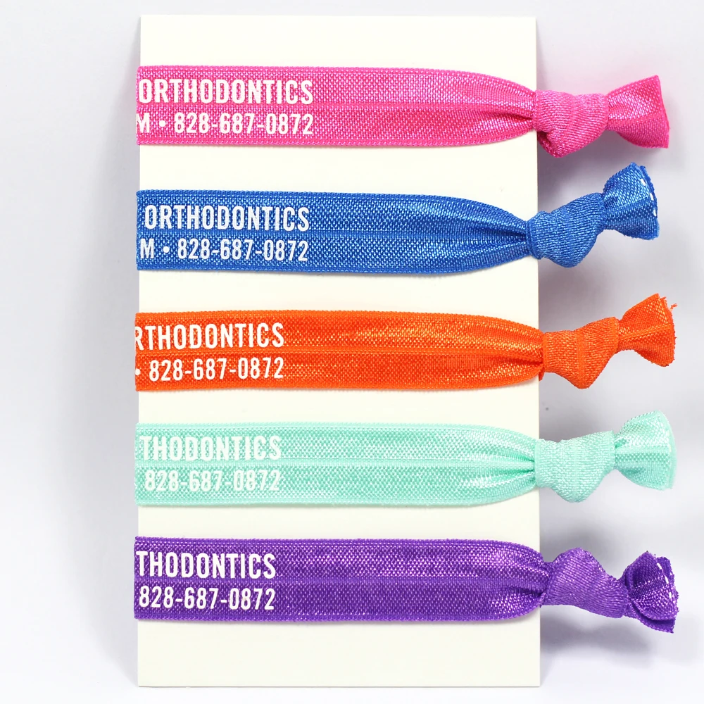 Custom Print Logo Elastic Hair Ties Satin Creaseless Knotted Hair Tie