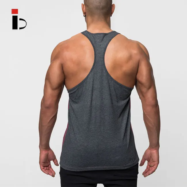Wholesale sport mens stringer polyester cotton gym tank top