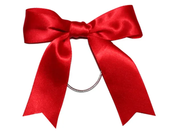 Red Pre Tied Ribbon Bow With Elastic Loop For Gift Packaging Kids