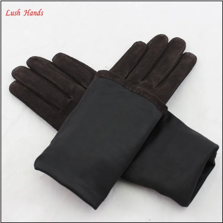 2016 new style wholesale ladies long suede leather gloves