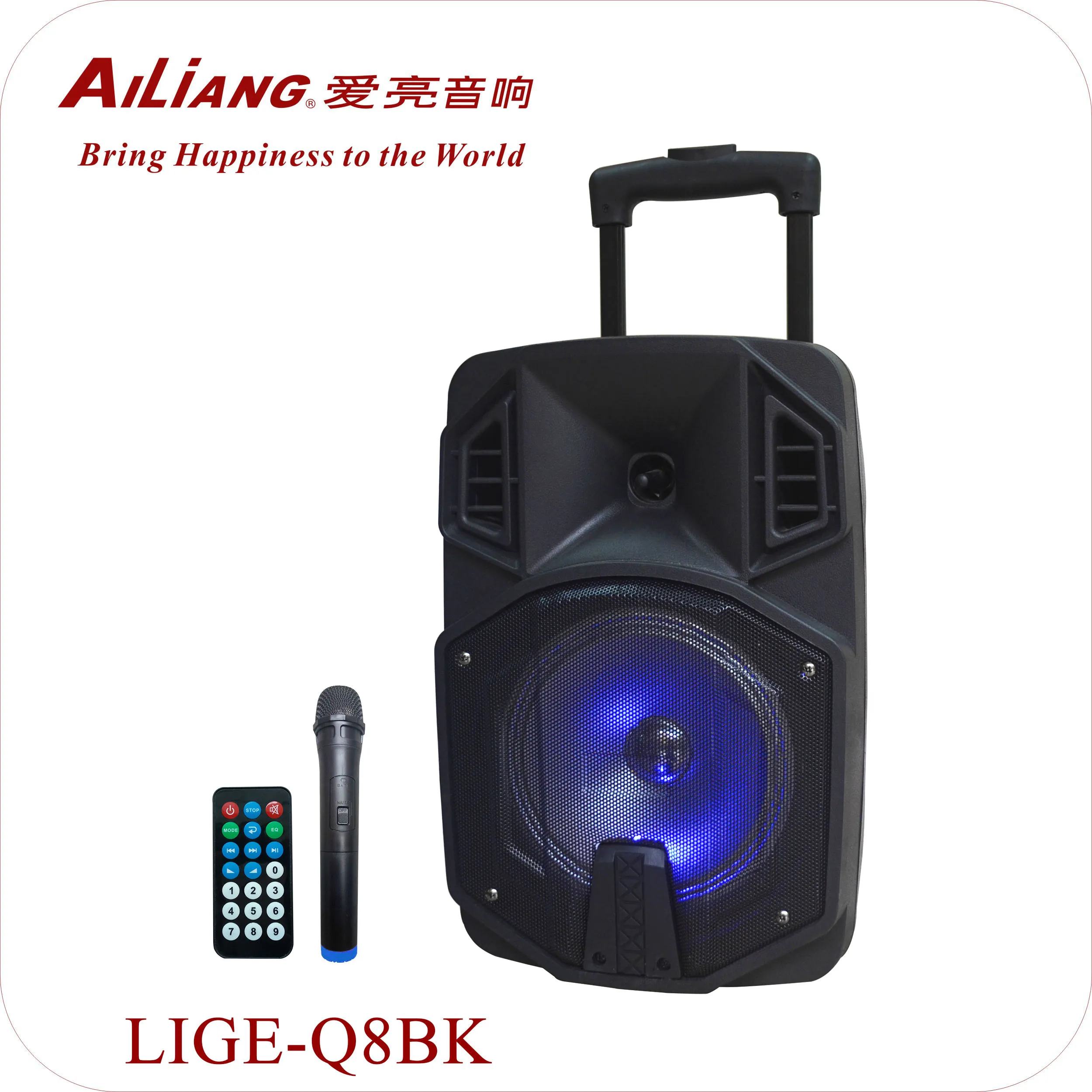 8inch lastic rechargeable trolly speaker LIGE-B81K/B83K/B84K/B85K/Q8BK/Q8AK