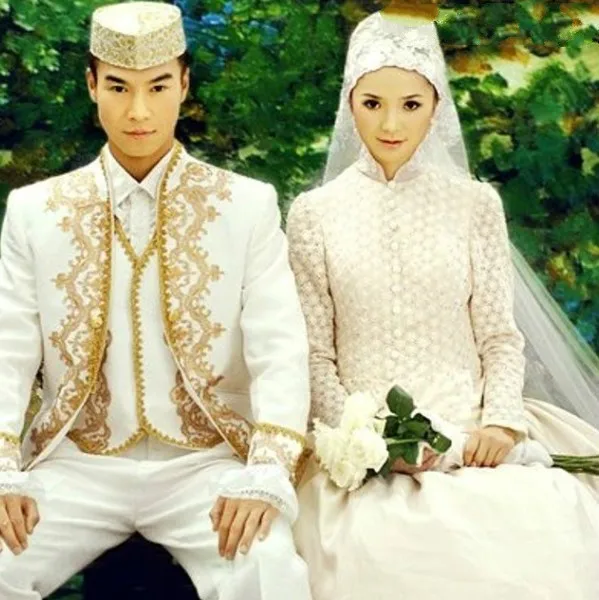Hgt003 Arabian Custom Muslim Islamic Wedding Dress And Men Suit