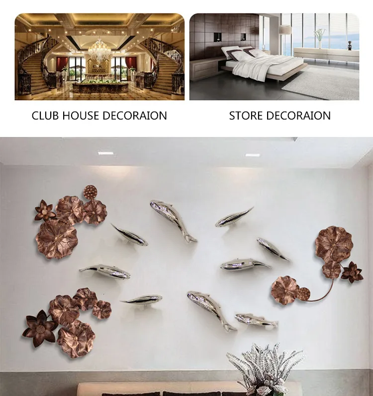 Hand 3d Life Size Abstract Stainless Steel Fish Metal Wall