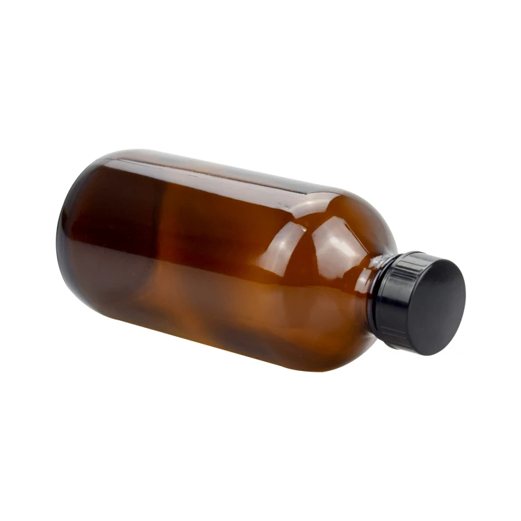 8oz 250ml Amber Glass Boston Round Bottle With Black Cap 0.5oz 1oz 2oz ...