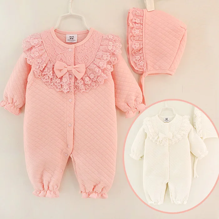 Wholesale Autumn Winter Season Thick Soft Cotton Infant Baby Girl Clothes Newborn Baby Romper Sets