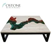 Top Furniture Sea Blue Design Beige Travertine Cocktail Tables For Sale