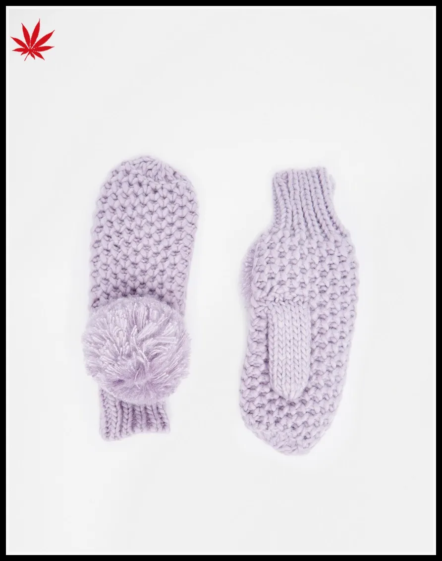 Ladies cheap purple knitting mittens gloves