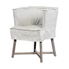 Wholesale hand made upholstered fabric nordic restaurant solid oak wooden frame dining tub chair furniture