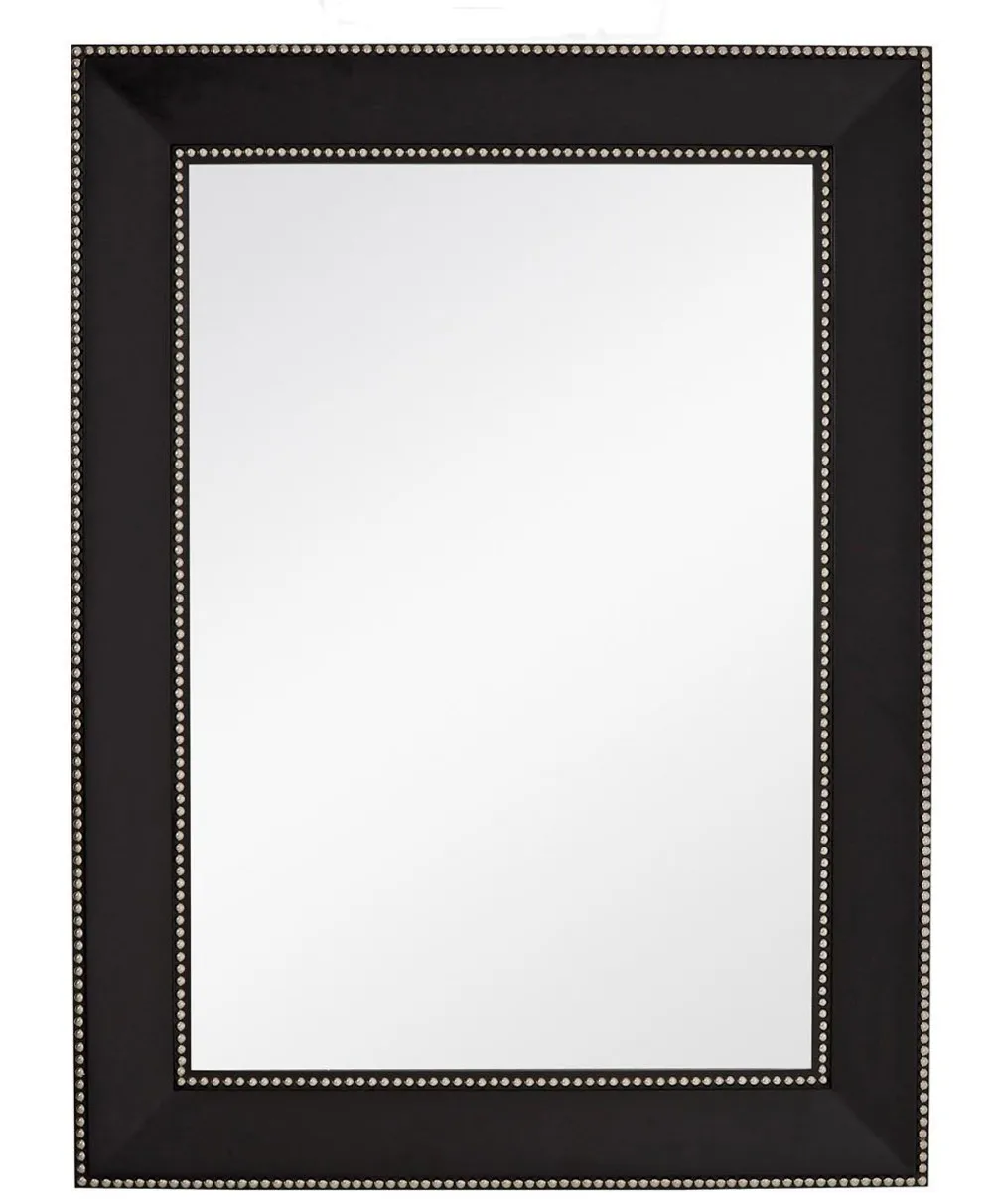 长方形流行镜子木框架高品质装饰镜框与黑色和银色钉头