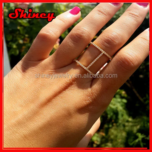 925 sterling silver high quality thin circle chain full finger knuckle ring