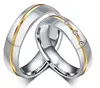 Customized 316 Stainless steel eternity love couple two tones ring