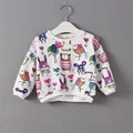 2016 Spring autumn Baby Girl T shirt Cartoon Animal Graffiti Long Sleeve Cotton Girls Tops Kids