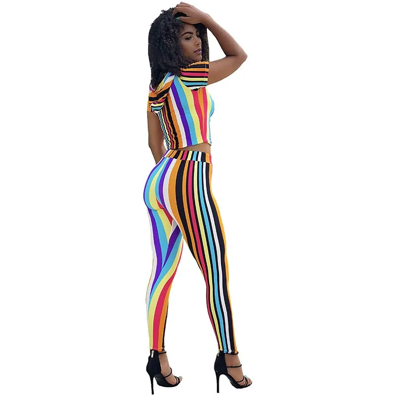 Easy To Love Colorful Striped Pant Set Two Piece Set Women Clothing ...