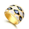 Titanium Steel Jewelry Whosale Football Pattern Design 18k Gold Plated Enamel Rings