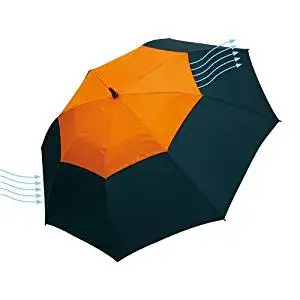 Big orange Golf umbrella 51,96 inch Herkules - with a ventilation system, fibreglass shaft and ribs, plastic tips and plastic handle with a nylon canopy, closure with Velcro (Red, 51,96 inch)
