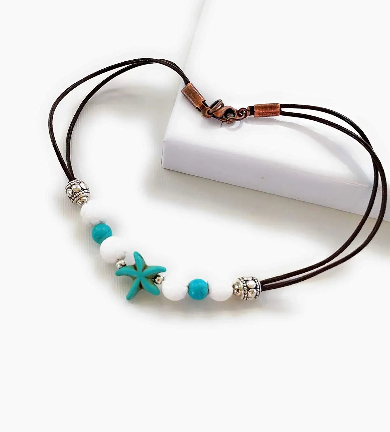 Beach Foot Bracelet Stone Handcrafted Anklet CHENCAN01 Turquoise Anklet Turquoise and Snow Ankle Bracelet