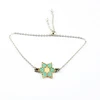 Fashion handmade simple star shape silver coating chain glass seed beads bracelet for ladies