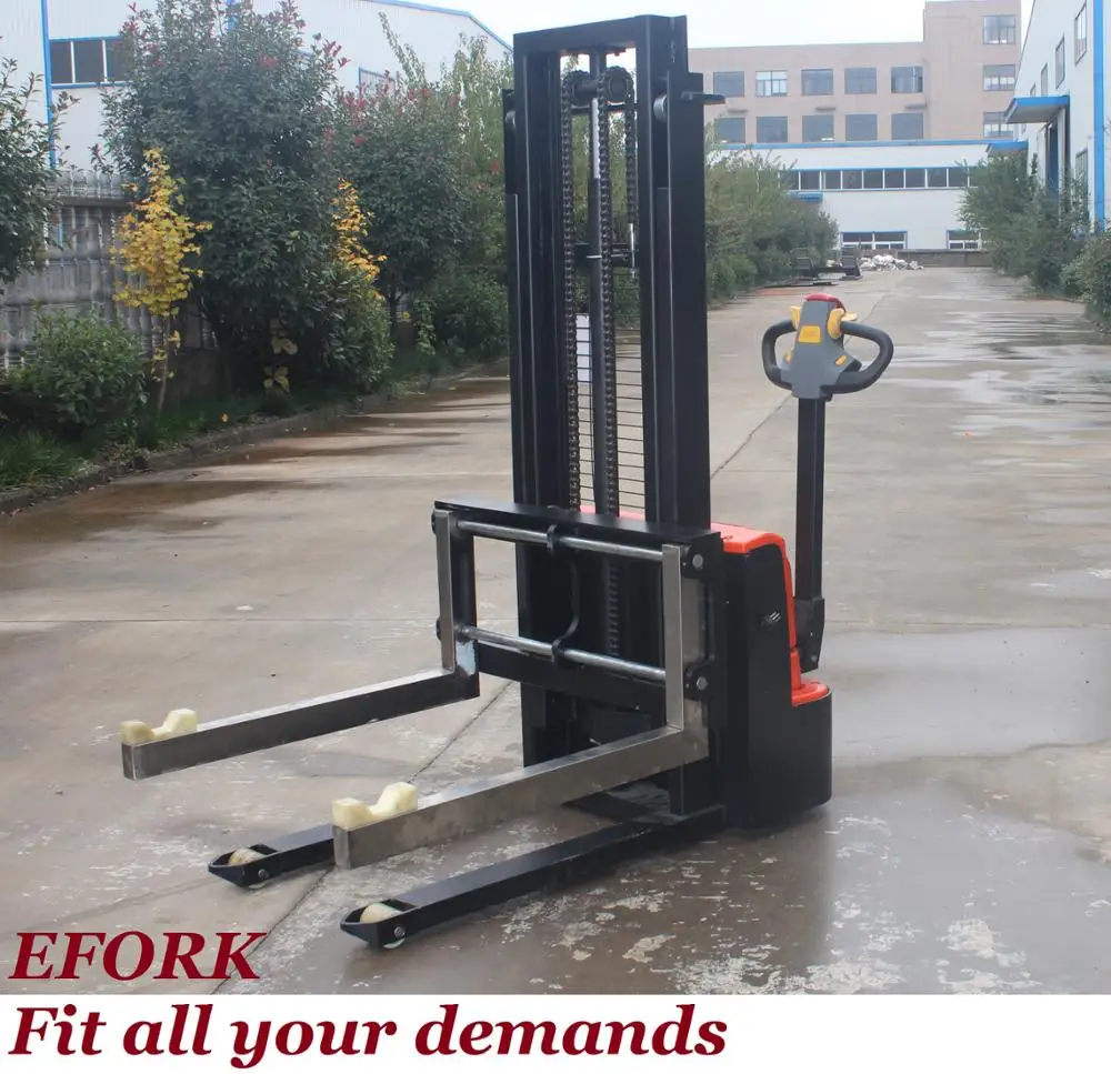 1000 kg 1.6 m Electric Portable self loading pallet lift hand stacker/forklift