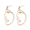 new style fashion alloy copper hanging fun face Simple line Gold Silver Plated hollow retro creative earrings for women