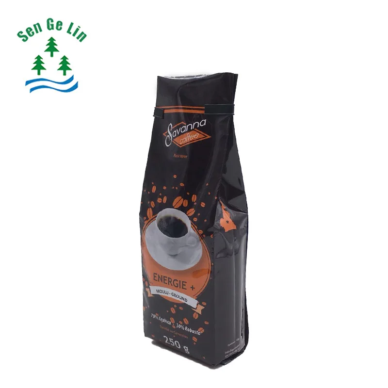 Custom Side Gusset Coffee Bean Packaging Bag With Valve 250g 500g 1kg 2kg 12oz 14oz 16oz