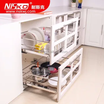 High Quality Kitchen Storage Sliding Pull Out Wire Basket Cabinet