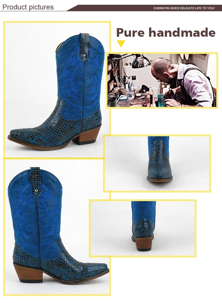 2018 Well-being Blue Snakeskin Western Cowboy Boots Womens China Factory - Buy Cheap Wholesale ...