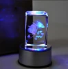 3d laser engraving crystal block/cube with led base/3d led cube MH-F0193