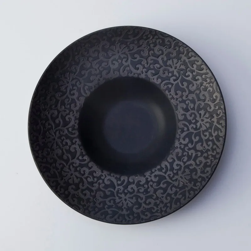 product-Two Eight-dubai tableware porcelain dinnerware ceramic crockery black square plate-img-4