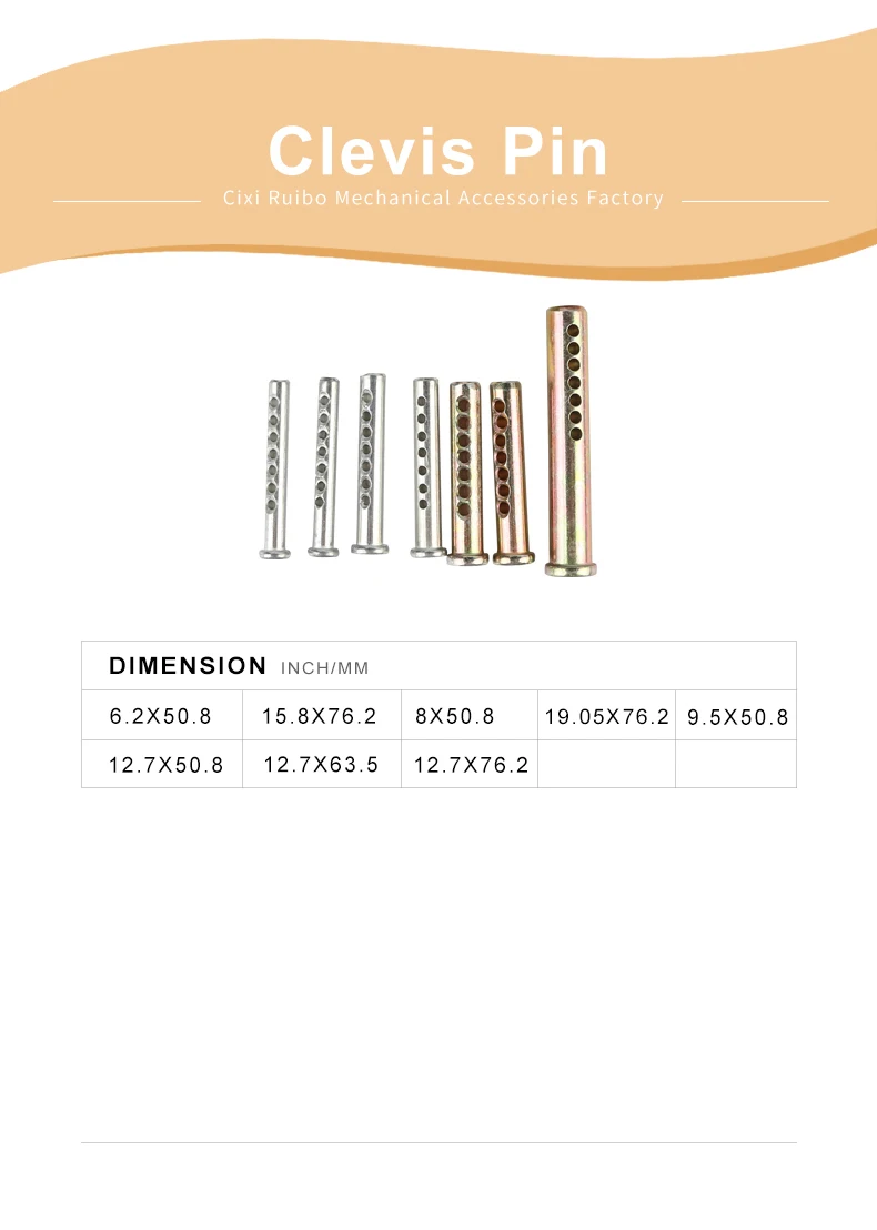 Customized Stainless Steel Pins Round Head Clevis Pin With 1 Hole Or 7