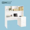 Wood Corner Computer Desk for Home Office with Bookshelf White