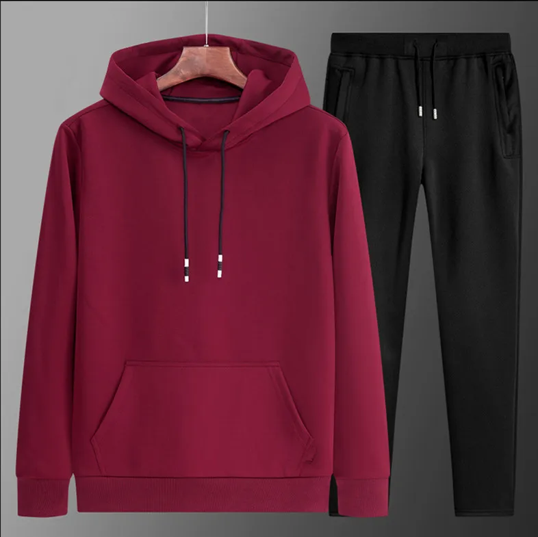 L054 Unisex One Set Plain Hoodie Sweatshirts Matching With Sweatpants ...