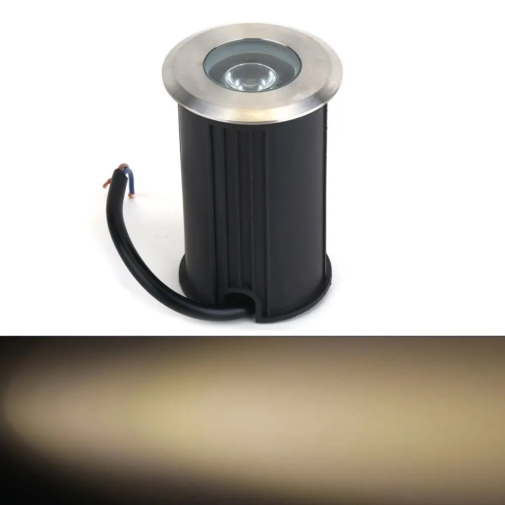 E-Age Low Voltage 12V 3W Stainless Steel Lanscape In-ground Led lighting Outdoor Waterproof Landscape Lighting (Warm White)