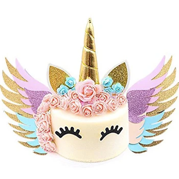 unicorn cake topper set with sparkly wings unicorn party supplies for