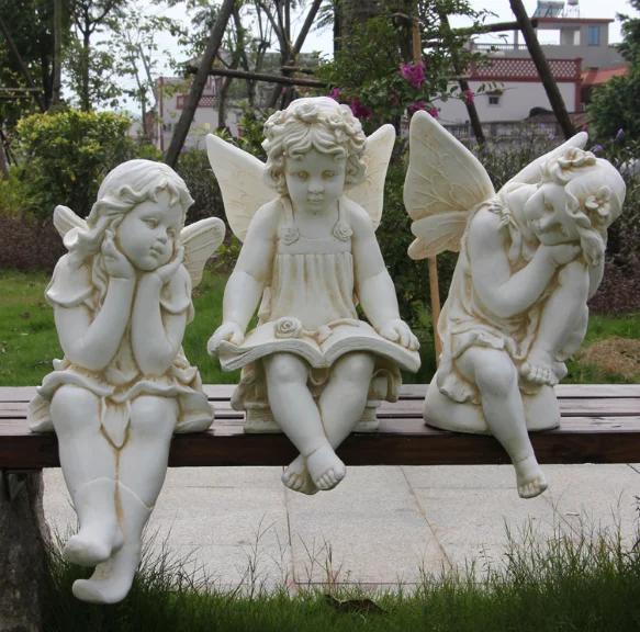 Handmade Kissing Angel Resin Garden Ornament Angel Statue Ntfsy110