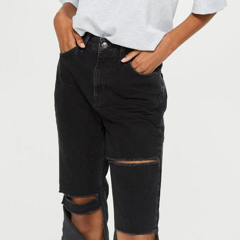 womens washed black jeans