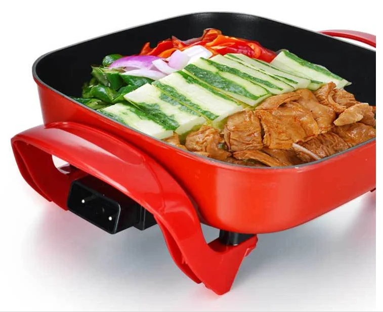 30x30cm Diecast Aluminum Square Electric Fry Pan With Double Heating